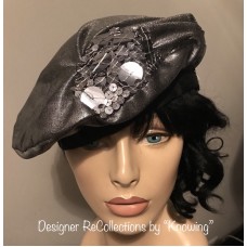 NEW GORGEOUS GRAY SILKFEEL SEQUIN LOVELY ONE OF A KIND BERET HAT CAP TAM LADIES  eb-54490113